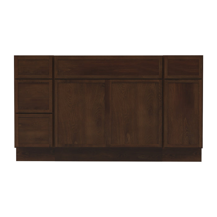 63" Plywood Bathroom Vanity Cabinet without Top - 4 Drawers & 3 Doors - HomeBeyond