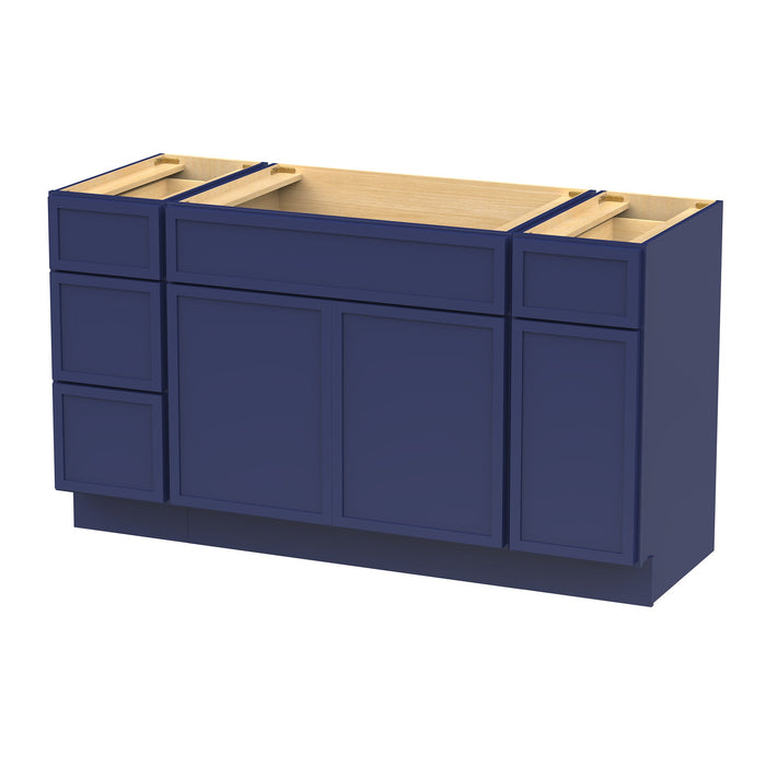 63" Plywood Bathroom Vanity Cabinet without Top - 4 Drawers & 3 Doors - HomeBeyond