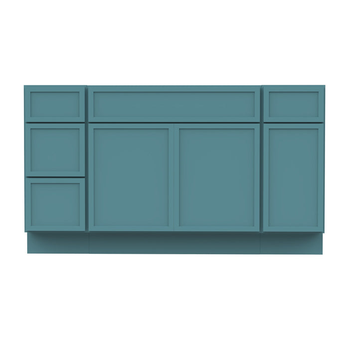 63" Plywood Bathroom Vanity Cabinet without Top - 4 Drawers & 3 Doors - HomeBeyond
