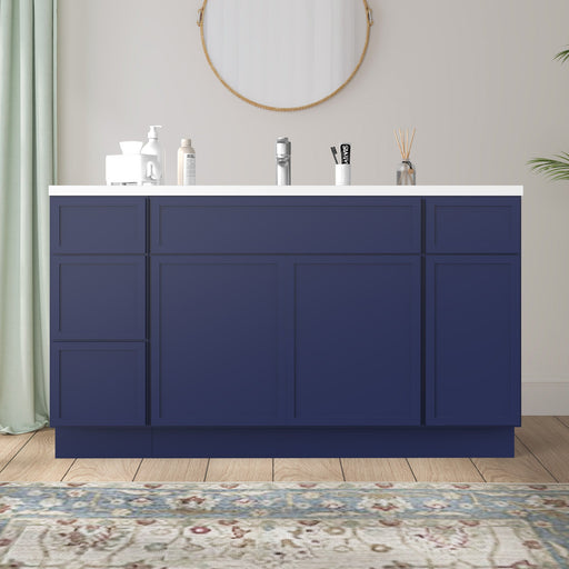 63" Plywood Bathroom Vanity Cabinet without Top - 4 Drawers & 3 Doors - HomeBeyond