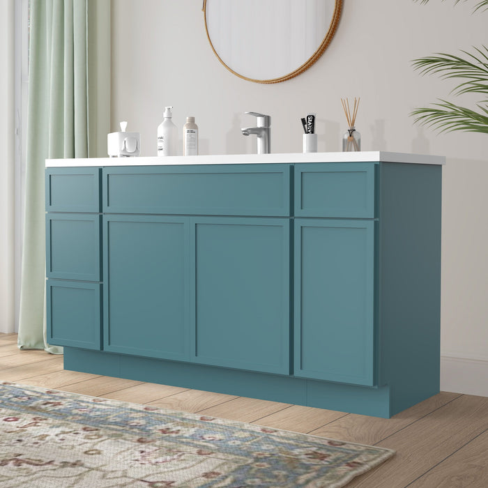 63" Plywood Bathroom Vanity Cabinet without Top - 4 Drawers & 3 Doors - HomeBeyond