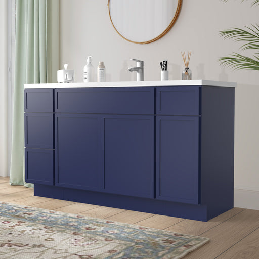 63" Plywood Bathroom Vanity Cabinet without Top - 4 Drawers & 3 Doors - HomeBeyond