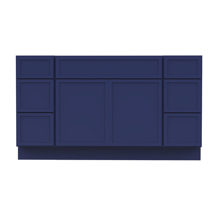 63" Plywood Bathroom Vanity Cabinet without Top - 6 Drawers & 2 Doors - HomeBeyond