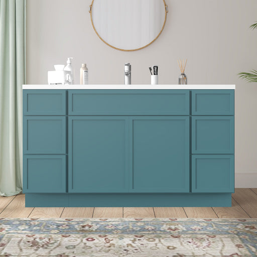 63" Plywood Bathroom Vanity Cabinet without Top - 6 Drawers & 2 Doors - HomeBeyond