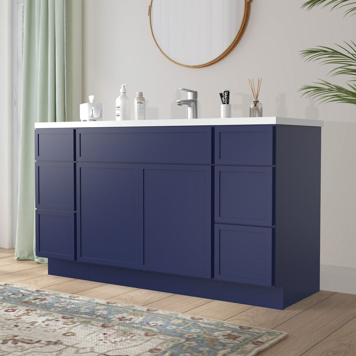 63" Plywood Bathroom Vanity Cabinet without Top - 6 Drawers & 2 Doors - HomeBeyond