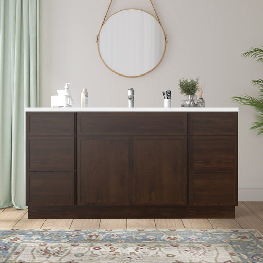 63" Plywood Bathroom Vanity Cabinet without Top - 6 Drawers & 2 Doors - HomeBeyond
