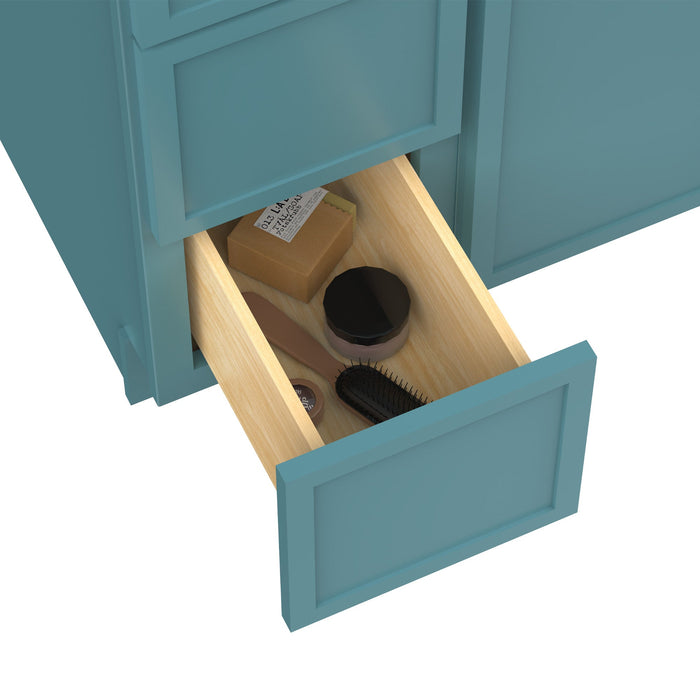 63" Plywood Bathroom Vanity Cabinet without Top - 6 Drawers & 2 Doors - HomeBeyond