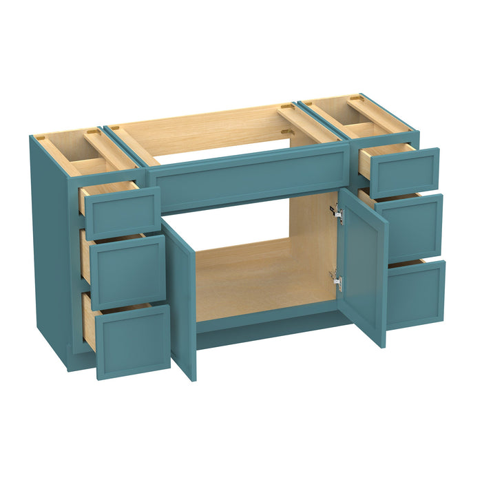 63" Plywood Bathroom Vanity Cabinet without Top - 6 Drawers & 2 Doors - HomeBeyond