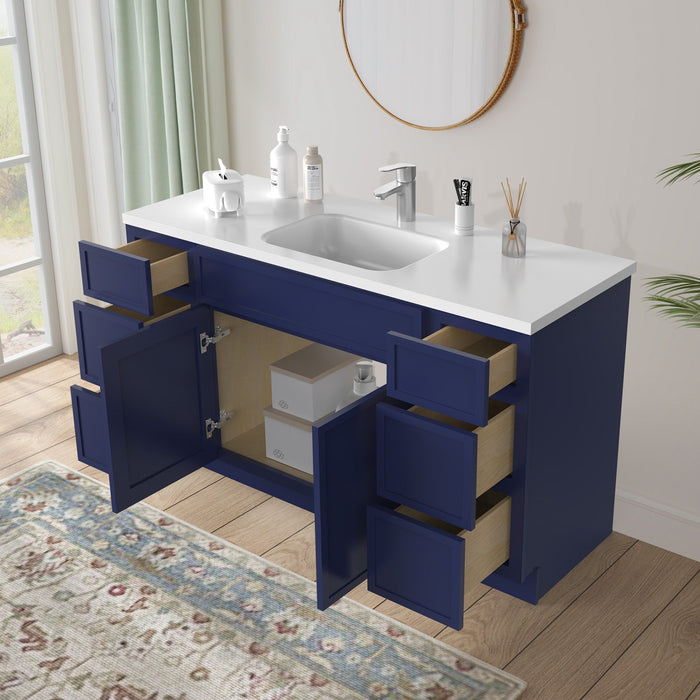 63" Plywood Bathroom Vanity Cabinet without Top - 6 Drawers & 2 Doors - HomeBeyond