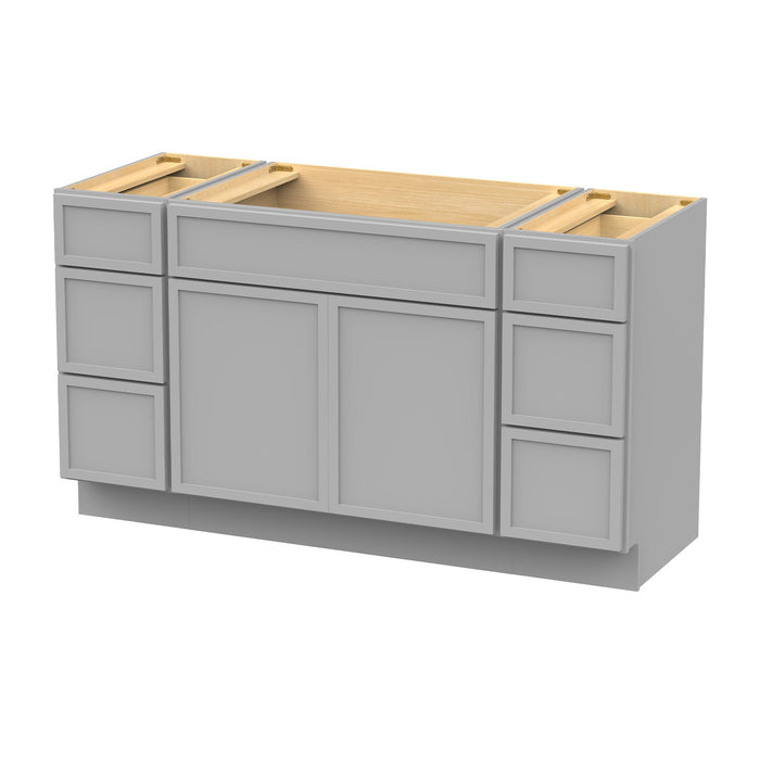 63" Plywood Bathroom Vanity Cabinet without Top - 6 Drawers & 2 Doors - HomeBeyond