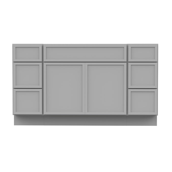 63" Plywood Bathroom Vanity Cabinet without Top - 6 Drawers & 2 Doors - HomeBeyond