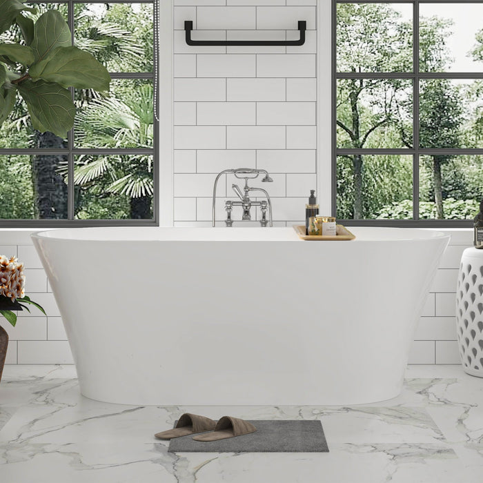 63" x 29.5" Freestanding Acrylic Bathtub, Modern Stand Alone Soaking Tub with Chrome Finish Easy to Install and Pop - up Drain - HomeBeyond