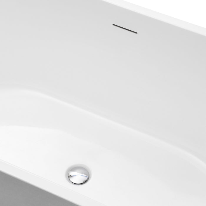 63" x 30" Modern Freestanding Acrylic Soaking Bathtub Glossy White Soaker Tub Chrome Pop Up Drain VA6809 - HomeBeyond
