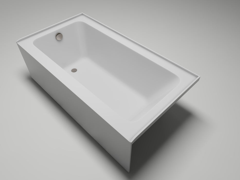 60" x 32" Alcove Soaking Acrylic Bathtub with 3 Side Tiling Flange