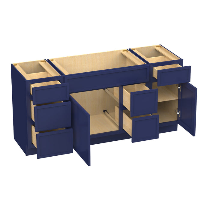 66" Modern Freestanding Birch & Plywood Bathroom Vanity Base Only – Shaker Style Storage Cabinet with 6 Drawers & 2 Soft-Closing Doors VA41153-362R-151 - HomeBeyond