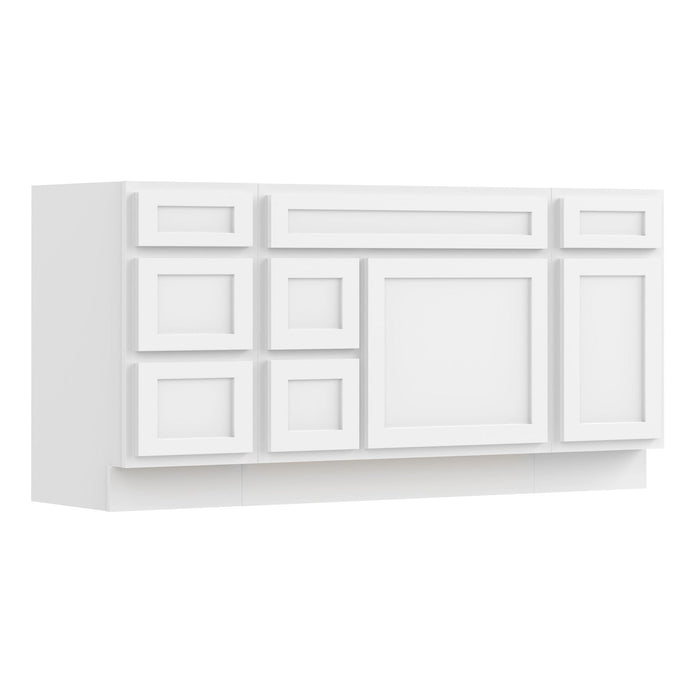 66" Modern Freestanding Oak Bathroom Vanity Base Only – Shaker Style Storage Cabinet with 6 Drawers & 2 Doors VA40153-362L-151 - HomeBeyond