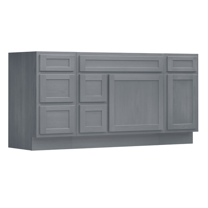 66" Modern Freestanding Oak Bathroom Vanity Base Only – Shaker Style Storage Cabinet with 6 Drawers & 2 Doors VA40153-362L-151 - HomeBeyond