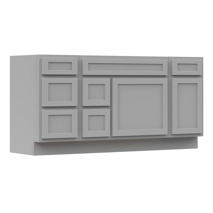 66" Modern Freestanding Oak Bathroom Vanity Base Only – Shaker Style Storage Cabinet with 6 Drawers & 2 Doors VA40153-362L-151 - HomeBeyond
