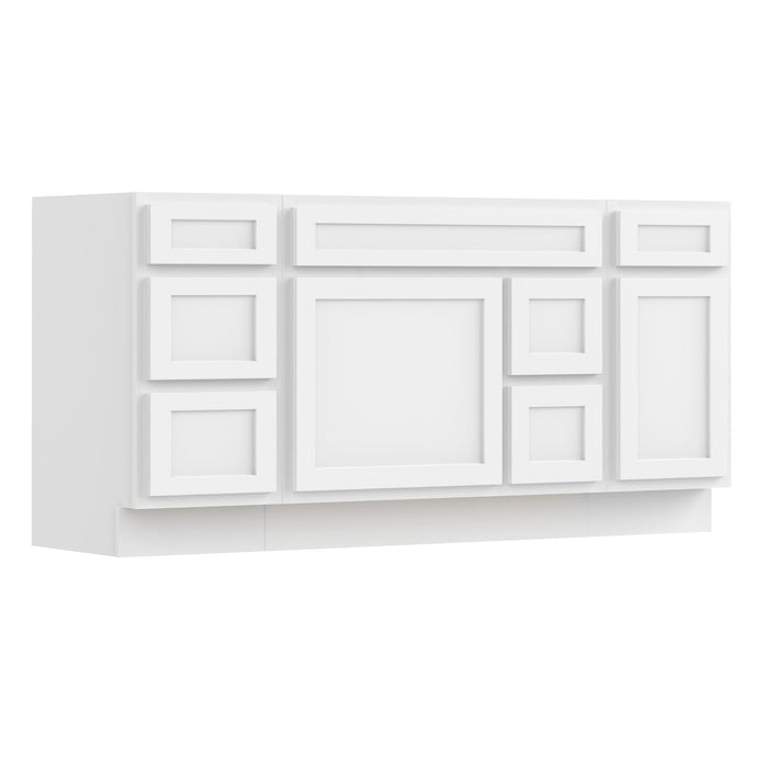 66" Modern Freestanding Oak Bathroom Vanity Base Only – Shaker Style Storage Cabinet with 6 Drawers & 2 Doors VA40153-362R-151 - HomeBeyond