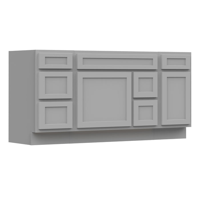 66" Modern Freestanding Oak Bathroom Vanity Base Only – Shaker Style Storage Cabinet with 6 Drawers & 2 Doors VA40153-362R-151 - HomeBeyond