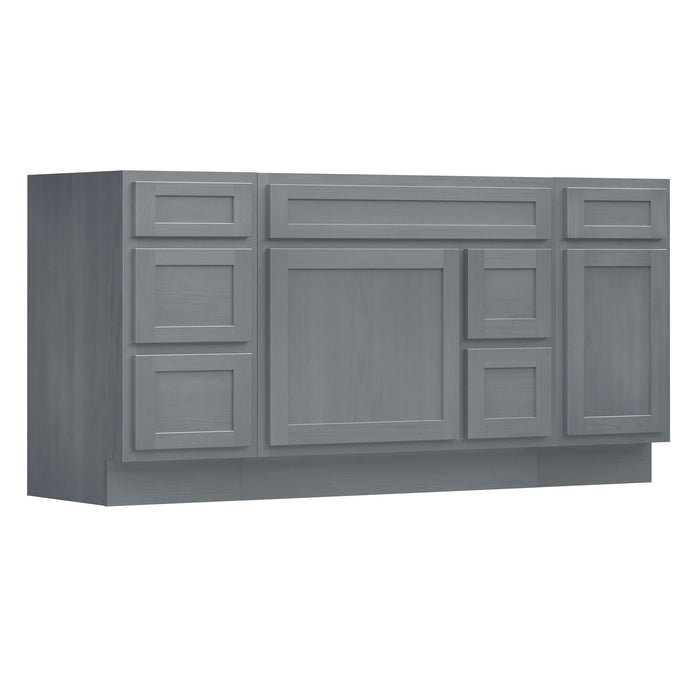 66" Modern Freestanding Oak Bathroom Vanity Base Only – Shaker Style Storage Cabinet with 6 Drawers & 2 Doors VA40153-362R-151 - HomeBeyond
