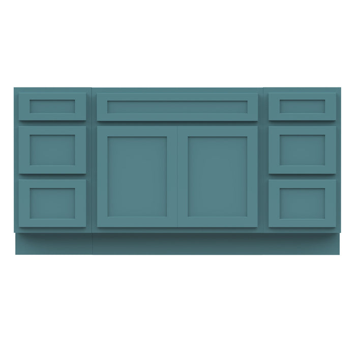 66" Oak Bathroom Vanity Cabinet without Top - 6 Drawers & 2 Doors - HomeBeyond