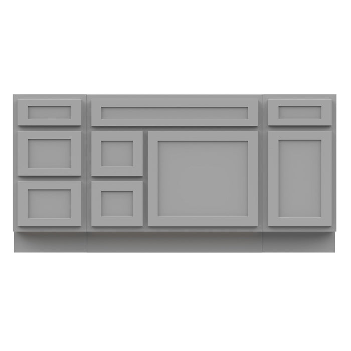 66" Oak Bathroom Vanity Cabinet without Top - 6 Drawers & 2 Doors - HomeBeyond