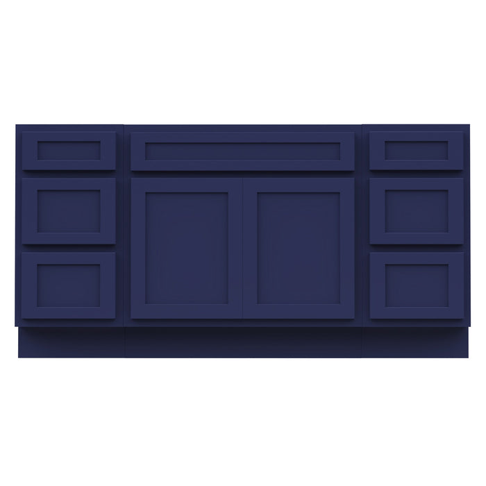 66" Oak Bathroom Vanity Cabinet without Top - 6 Drawers & 2 Doors - HomeBeyond