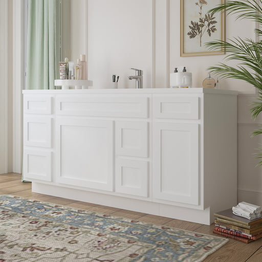 66" Oak Bathroom Vanity Cabinet without Top - 6 Drawers & 2 Doors - HomeBeyond