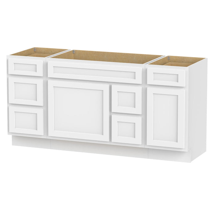 66" Oak Bathroom Vanity Cabinet without Top - 6 Drawers & 2 Doors - HomeBeyond