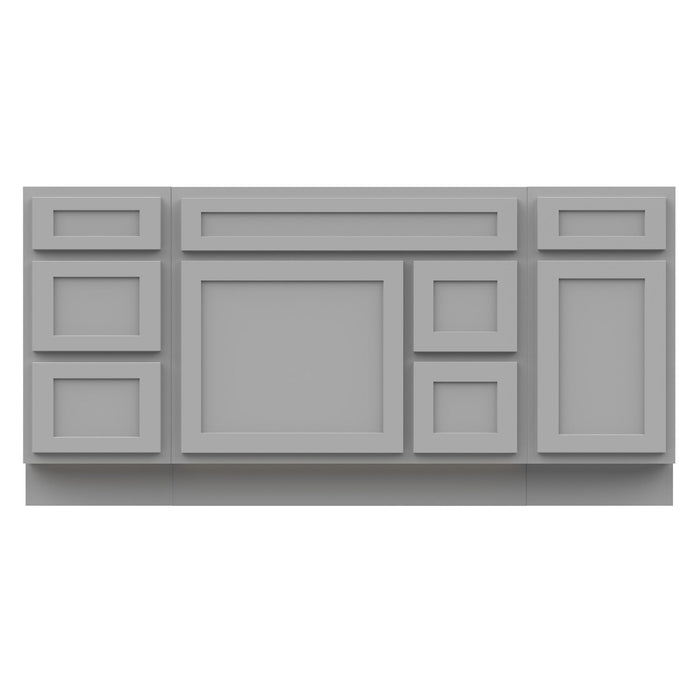 66" Oak Bathroom Vanity Cabinet without Top - 6 Drawers & 2 Doors - HomeBeyond