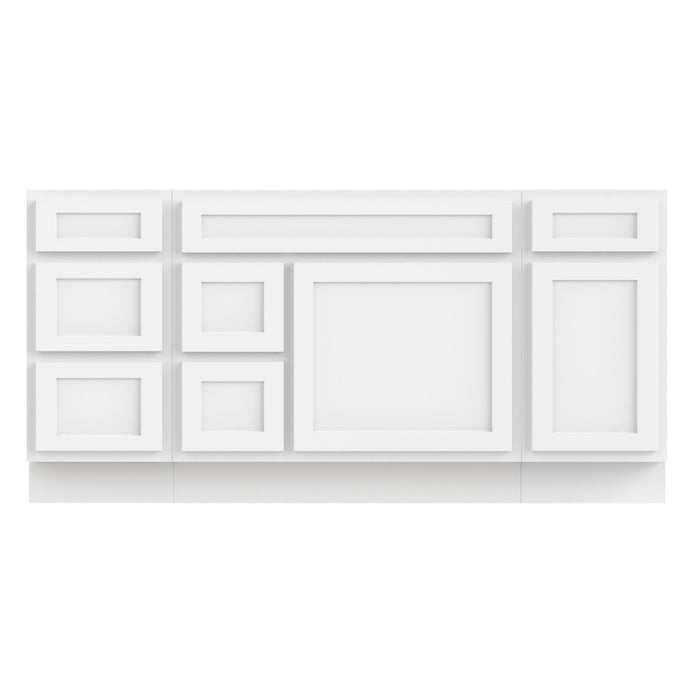 66" Oak Bathroom Vanity Cabinet without Top - 6 Drawers & 2 Doors - HomeBeyond