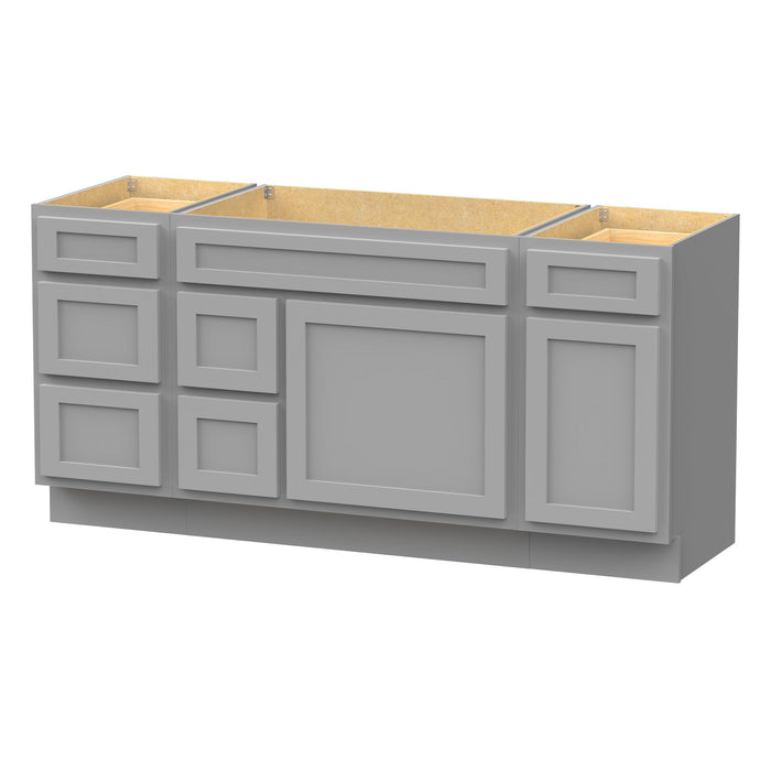 66" Oak Bathroom Vanity Cabinet without Top - 6 Drawers & 2 Doors - HomeBeyond