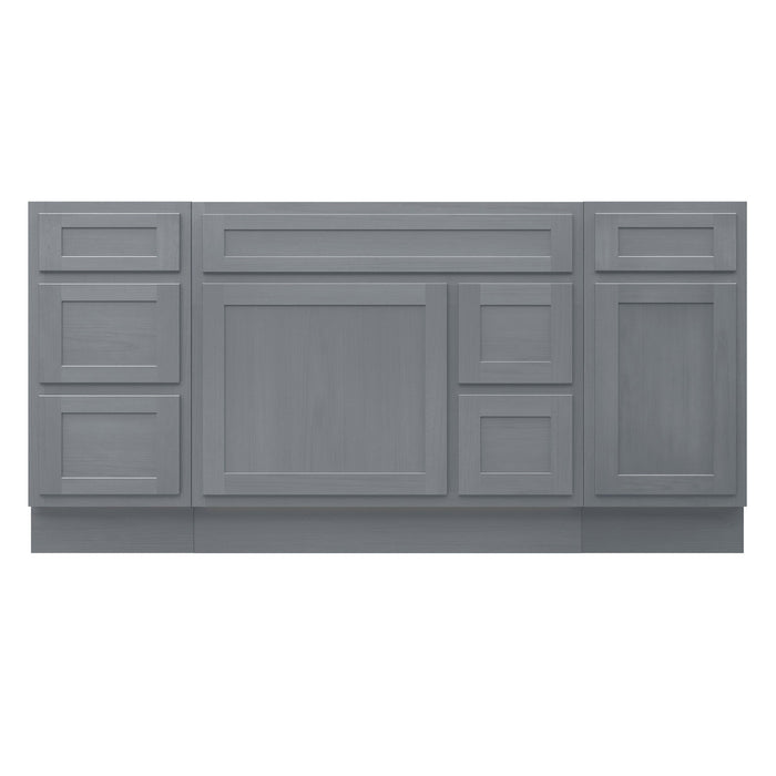 66" Oak Bathroom Vanity Cabinet without Top - 6 Drawers & 2 Doors - HomeBeyond