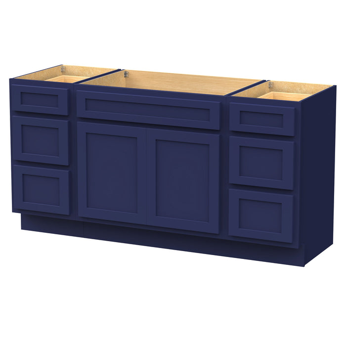 66" Oak Bathroom Vanity Cabinet without Top - 6 Drawers & 2 Doors - HomeBeyond