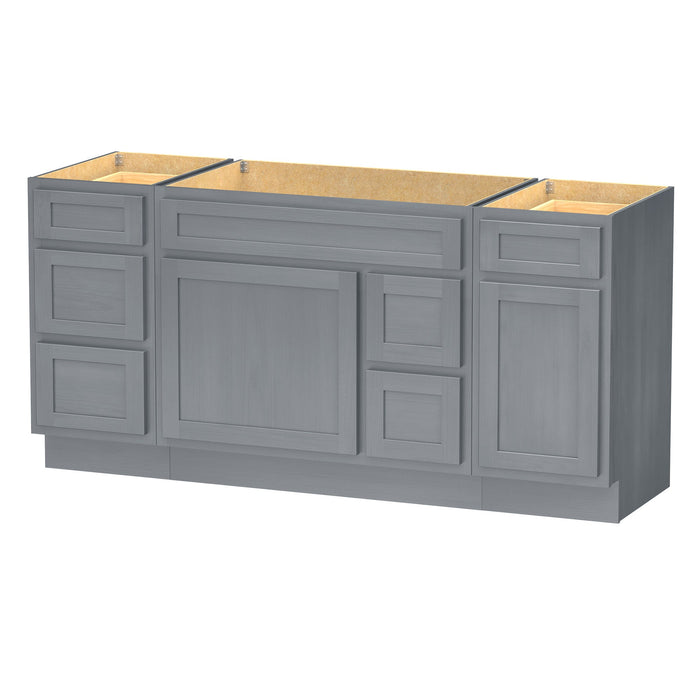 66" Oak Bathroom Vanity Cabinet without Top - 6 Drawers & 2 Doors - HomeBeyond
