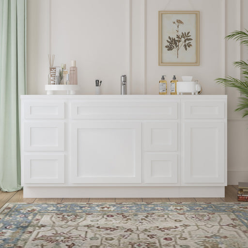 66" Oak Bathroom Vanity Cabinet without Top - 6 Drawers & 2 Doors - HomeBeyond