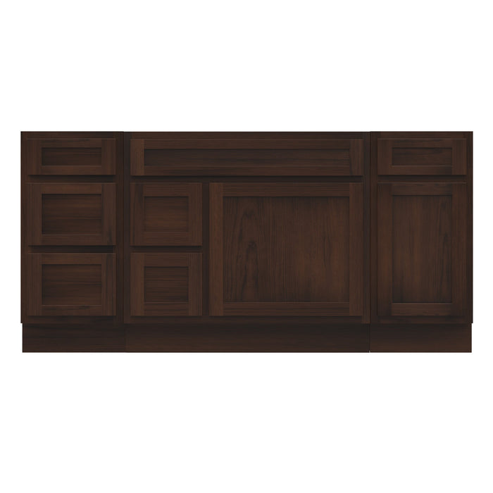 66" Oak Bathroom Vanity Cabinet without Top - 6 Drawers & 2 Doors - HomeBeyond