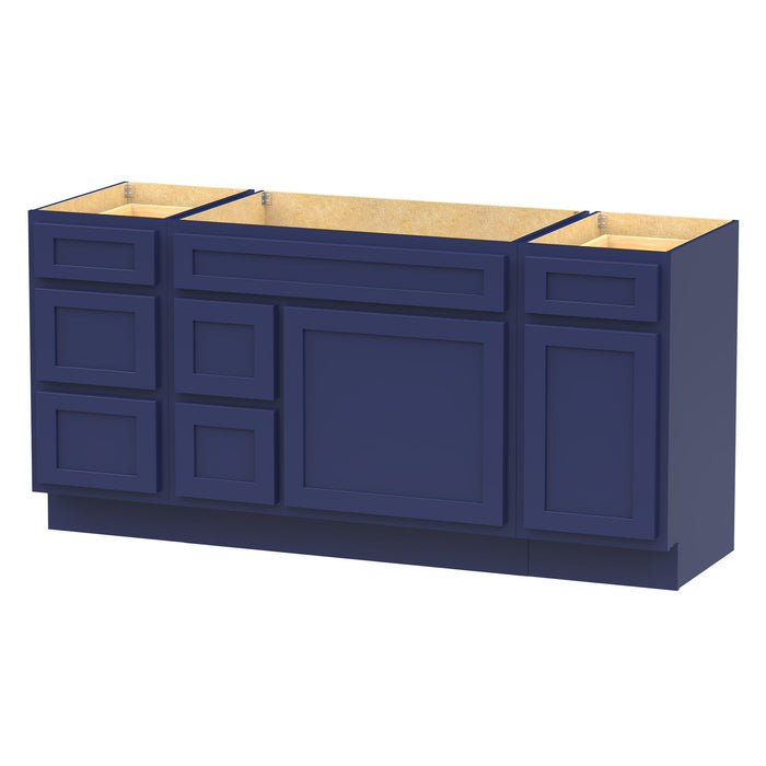 66" Oak Bathroom Vanity Cabinet without Top - 6 Drawers & 2 Doors - HomeBeyond