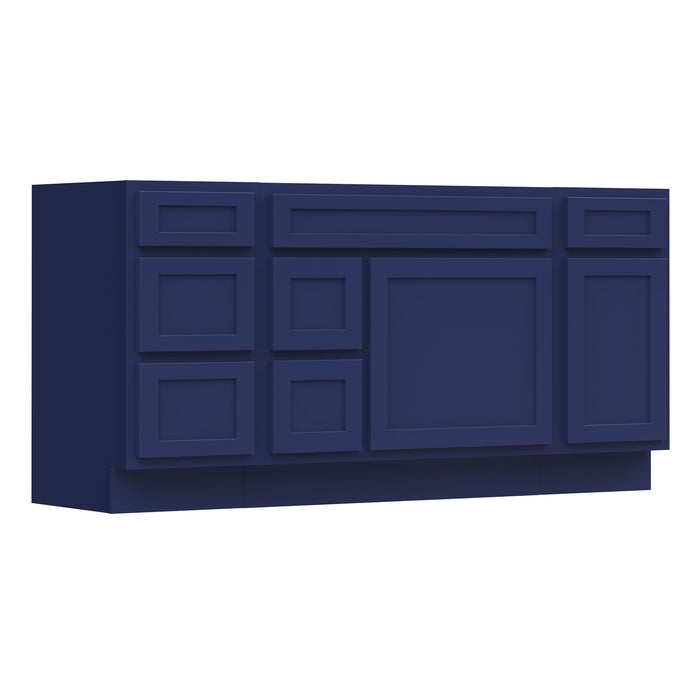 66" Oak Bathroom Vanity Cabinet without Top - 6 Drawers & 2 Doors - HomeBeyond