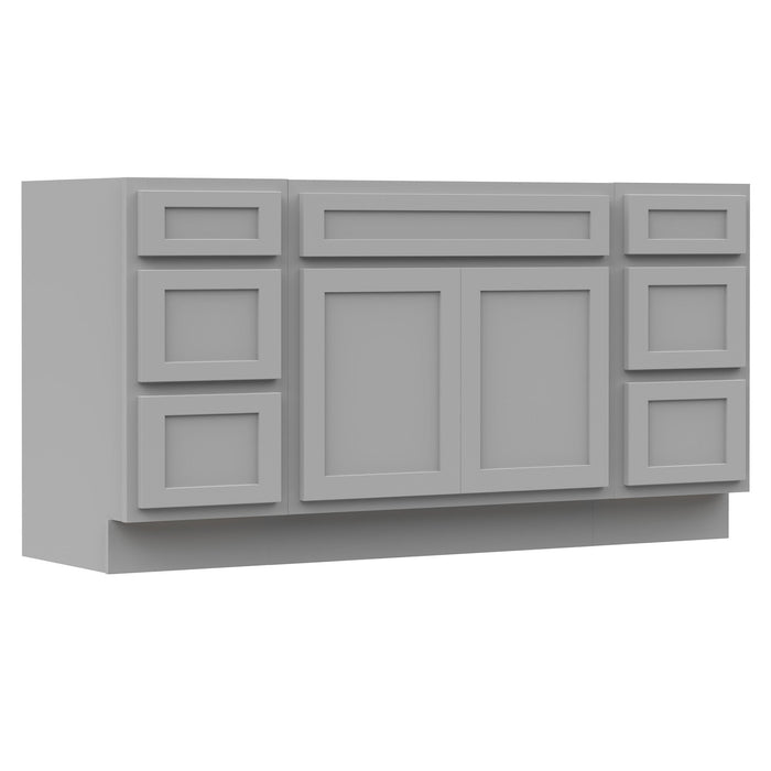 66" Oak Bathroom Vanity Cabinet without Top - 6 Drawers & 2 Doors - HomeBeyond