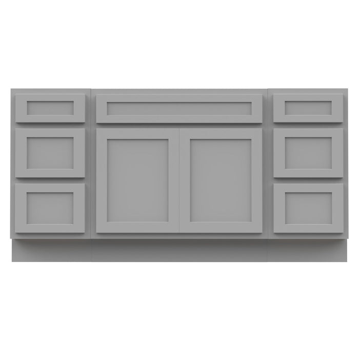 66" Oak Bathroom Vanity Cabinet without Top - 6 Drawers & 2 Doors - HomeBeyond