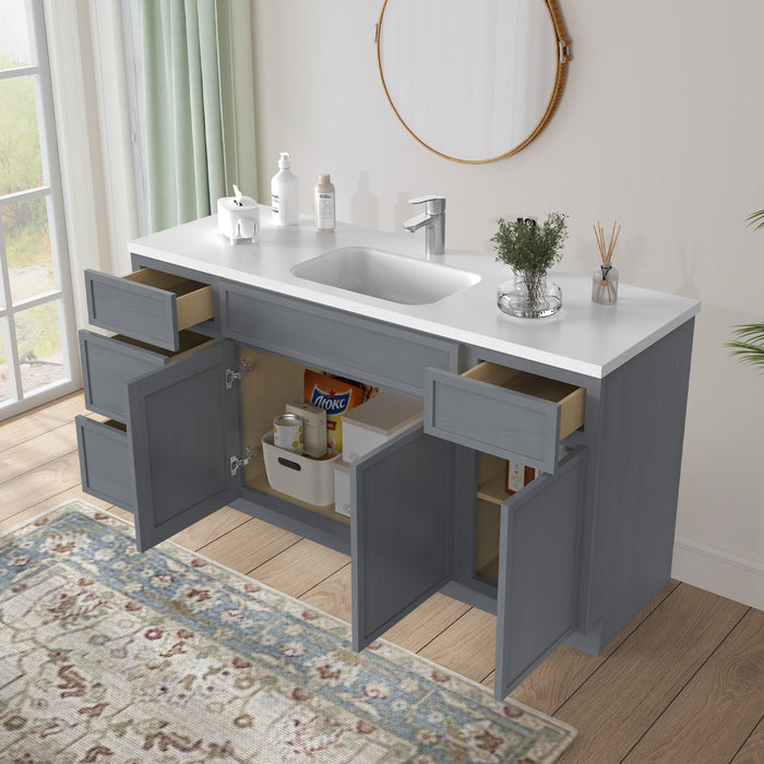 66" Plywood Bathroom Vanity Cabinet without Top - 4 Drawers & 3 Doors - HomeBeyond