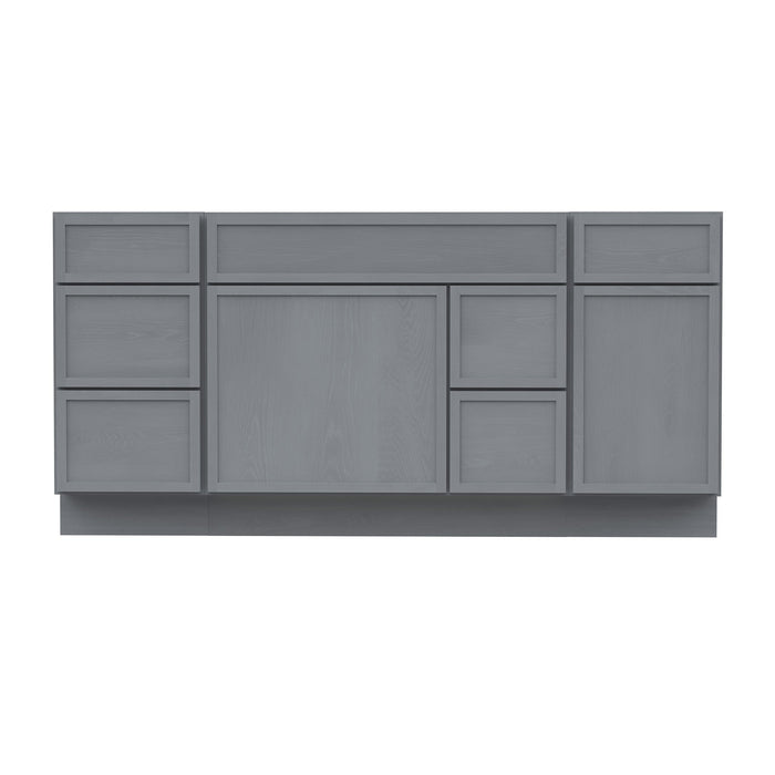 66" Plywood Bathroom Vanity Cabinet without Top - 6 Drawers & 2 Doors - HomeBeyond