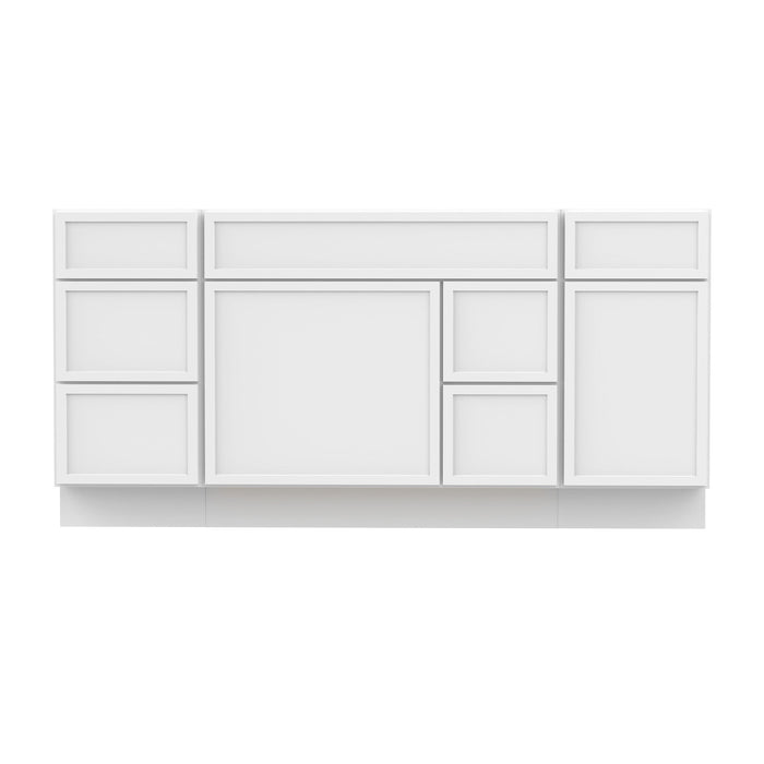 66" Plywood Bathroom Vanity Cabinet without Top - 6 Drawers & 2 Doors - HomeBeyond