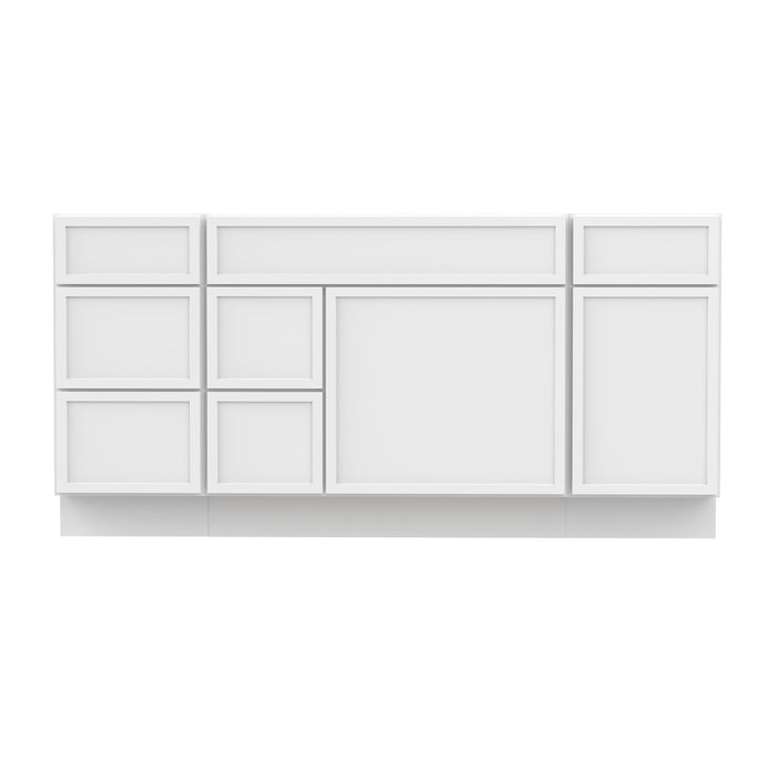 66" Plywood Bathroom Vanity Cabinet without Top - 6 Drawers & 2 Doors - HomeBeyond