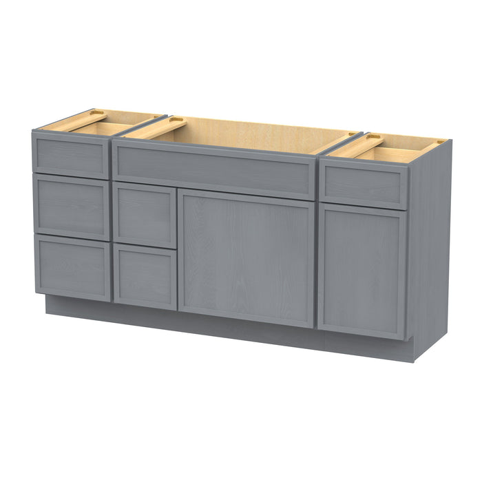 66" Plywood Bathroom Vanity Cabinet without Top - 6 Drawers & 2 Doors - HomeBeyond