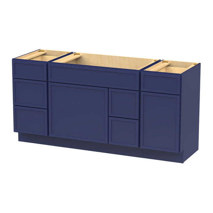66" Plywood Bathroom Vanity Cabinet without Top - 6 Drawers & 2 Doors - HomeBeyond