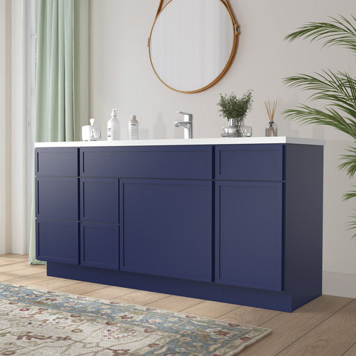 66" Plywood Bathroom Vanity Cabinet without Top - 6 Drawers & 2 Doors - HomeBeyond