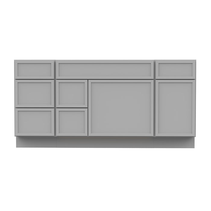 66" Plywood Bathroom Vanity Cabinet without Top - 6 Drawers & 2 Doors - HomeBeyond